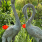 Pair of Meiji Style Bronze Garden Cranes with Fountain Spouts Mid 20th Century