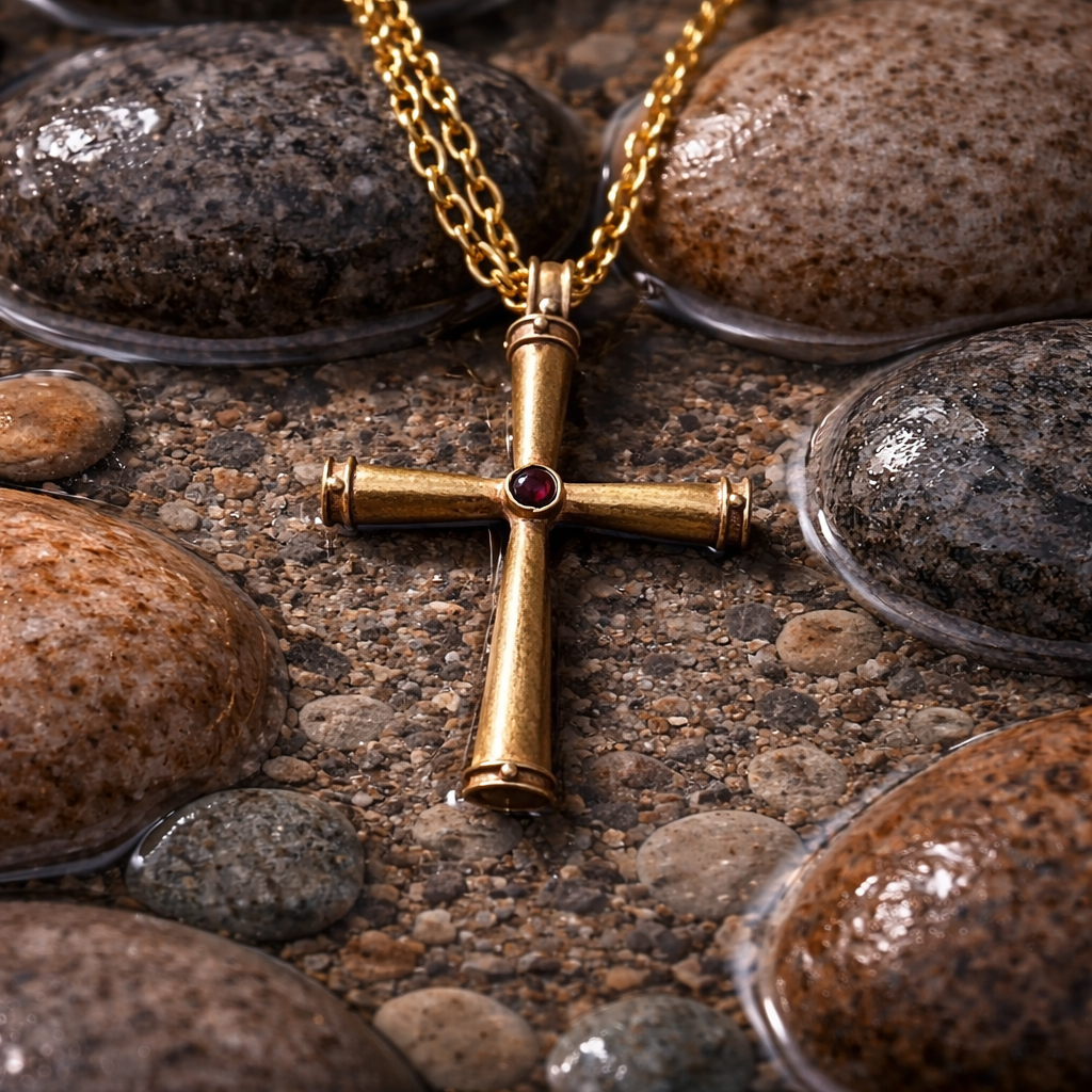 Byzantine Gold Cross With Garnet Pendant c.600 A.D.
