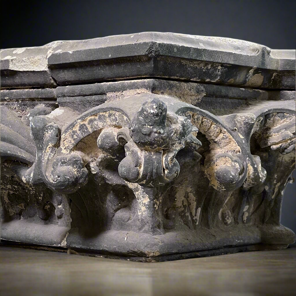 Monumental English Gothic Revival Sandstone Capital c.1850–1880