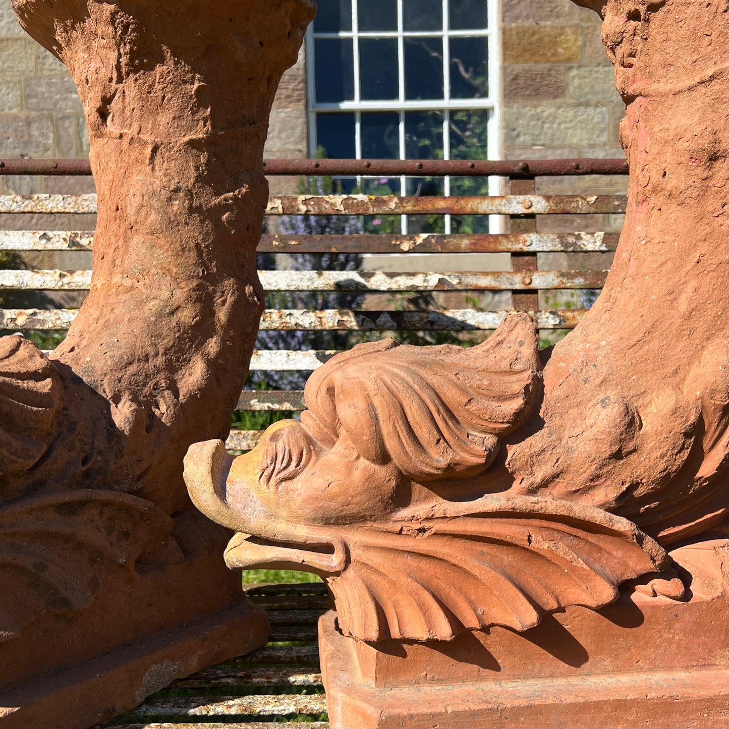 Pair of Italian Terracotta Dolphin Fountain Spouts, Late 18th / Early 19th Century