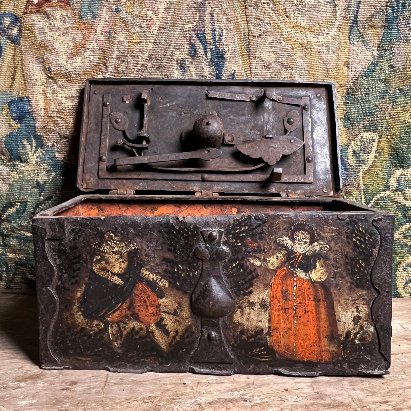 Renaissance Painted Iron Strong Box (Armoured Coffert) c.1580–1620, Nuremberg Southern Germany