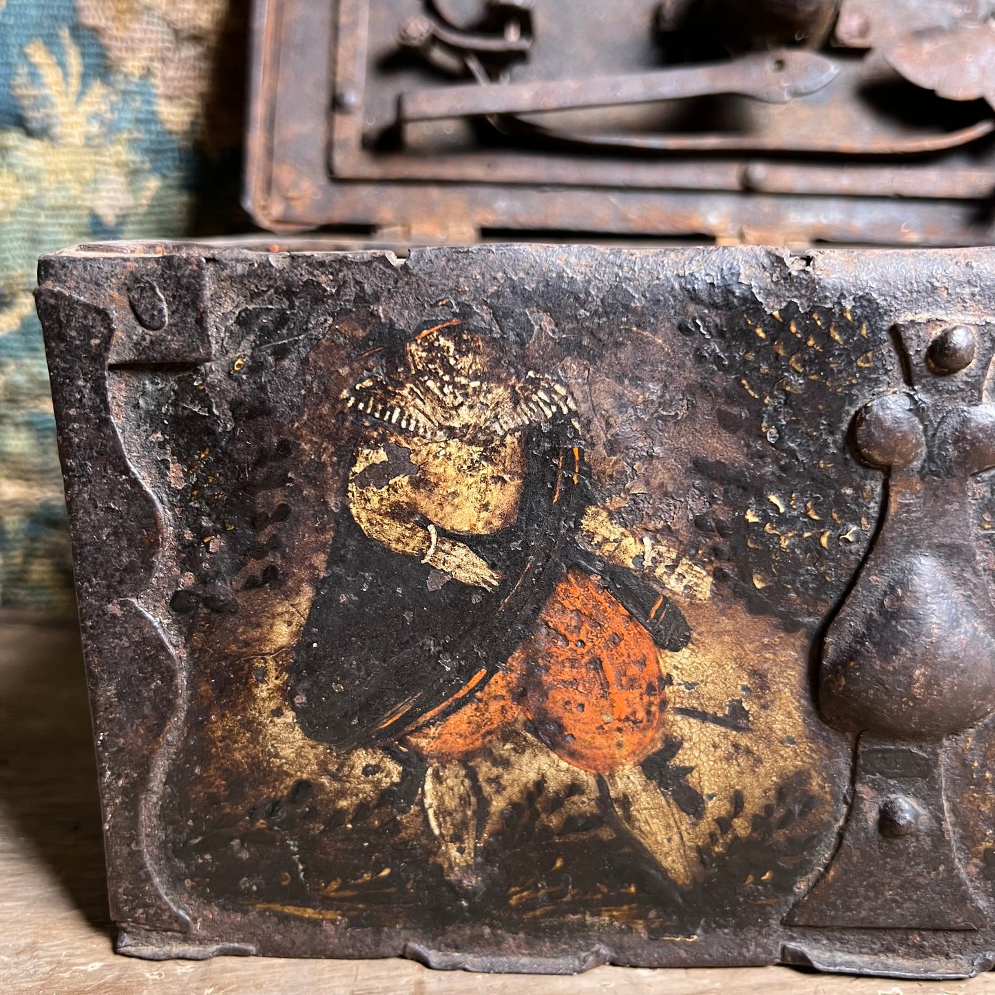 Renaissance Painted Iron Strong Box (Armoured Coffert) c.1580–1620, Nuremberg Southern Germany