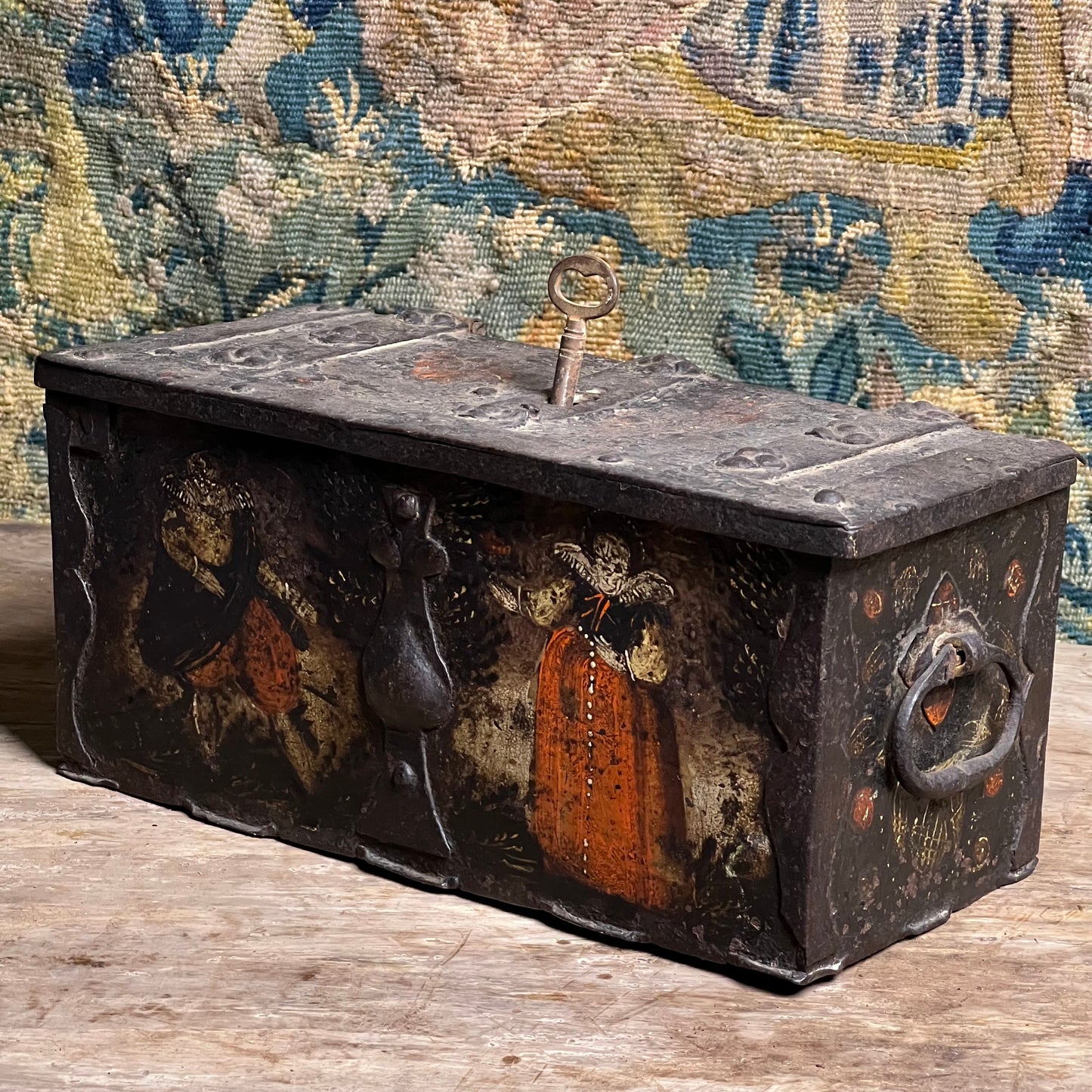Renaissance Painted Iron Strong Box (Armoured Coffert) c.1580–1620, Nuremberg Southern Germany