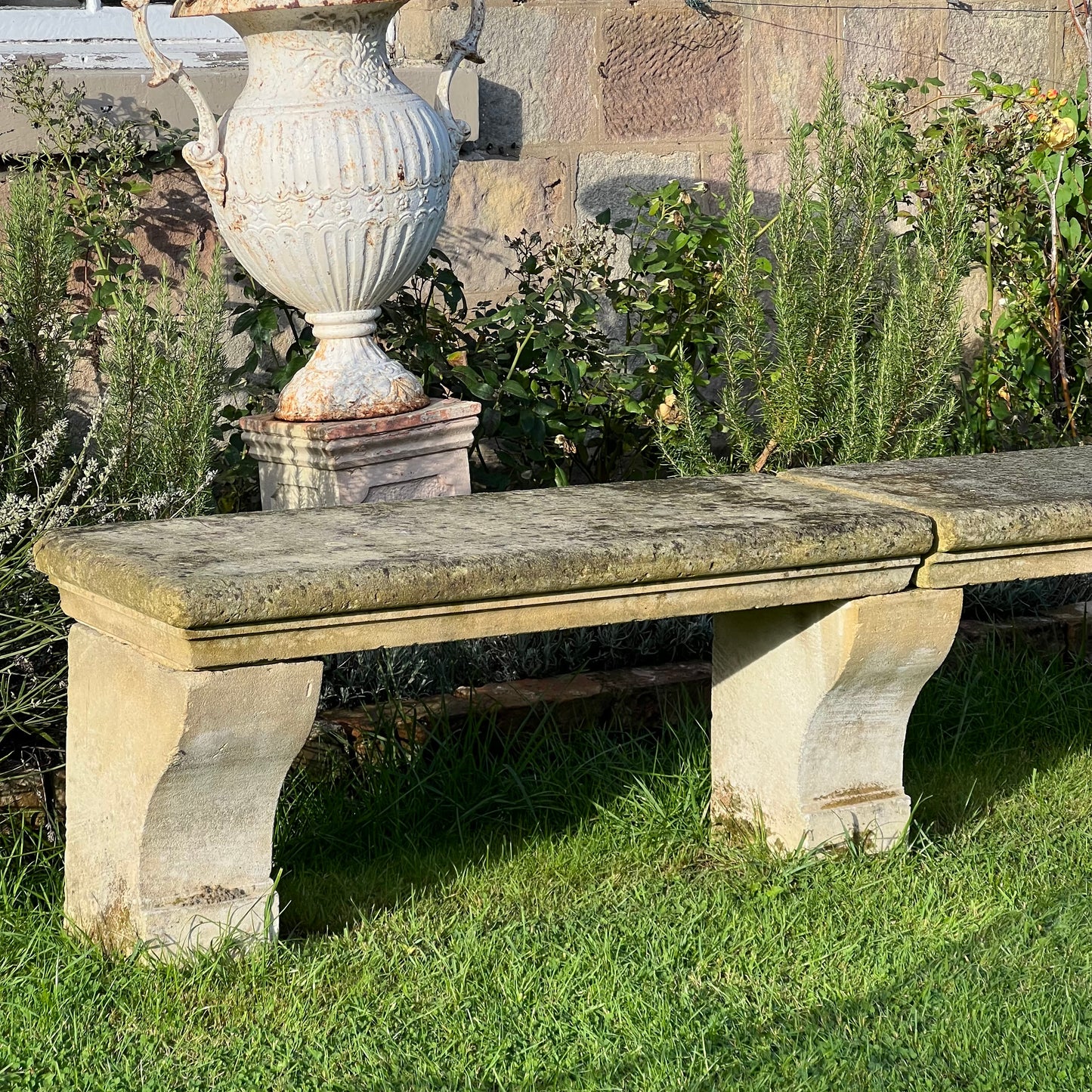 French Loire Valley Carved Stone Bench from Tudery Vineyard