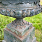 Pair of English Cast Iron Garden Urns with Plinths c.1870