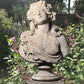 English Composite Stone Bust of Flora with Fluted Pedestal, Late 20th Century