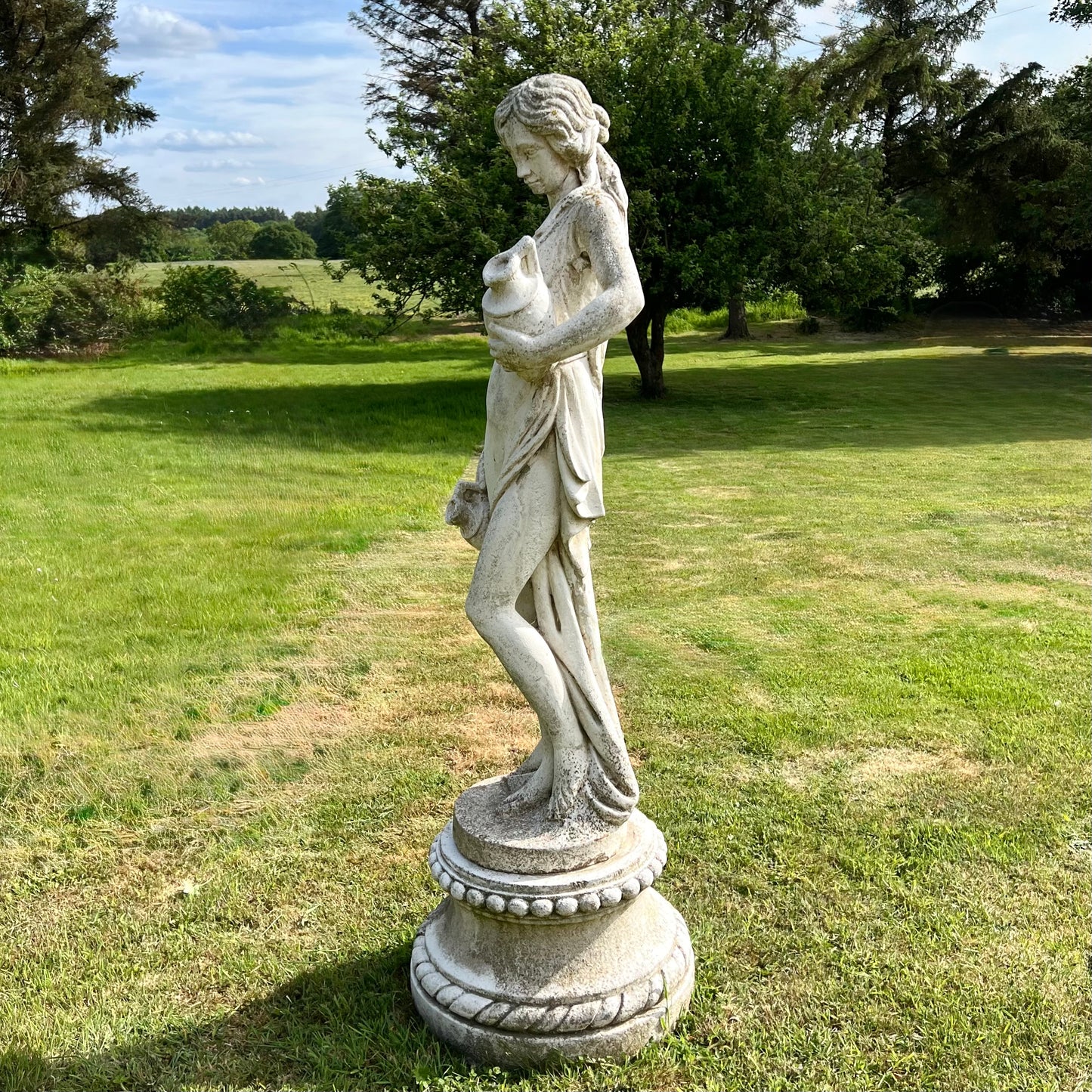 Statue of a Classical Maiden Carrying Water and Wine Mid 20th Century