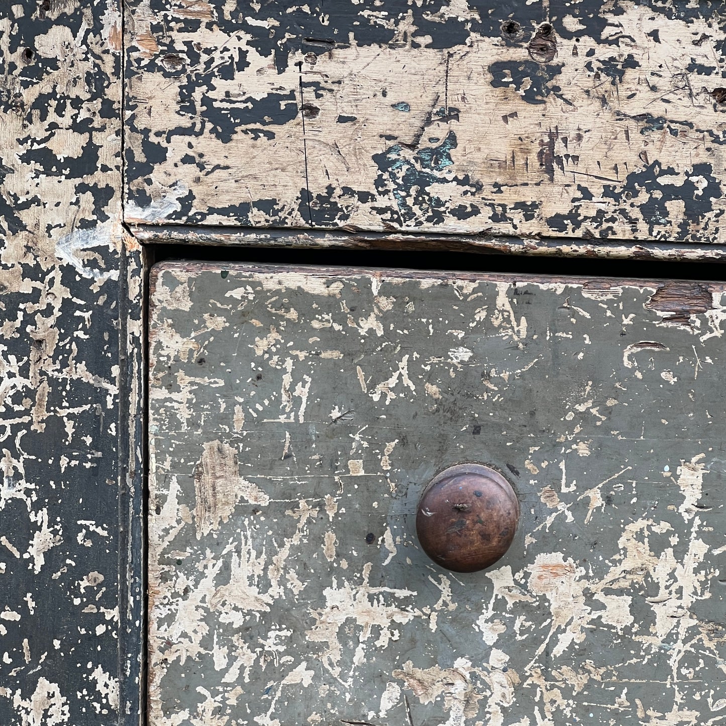 English Georgian Painted Pine Dresser Base from Grantley Hall, c.1760