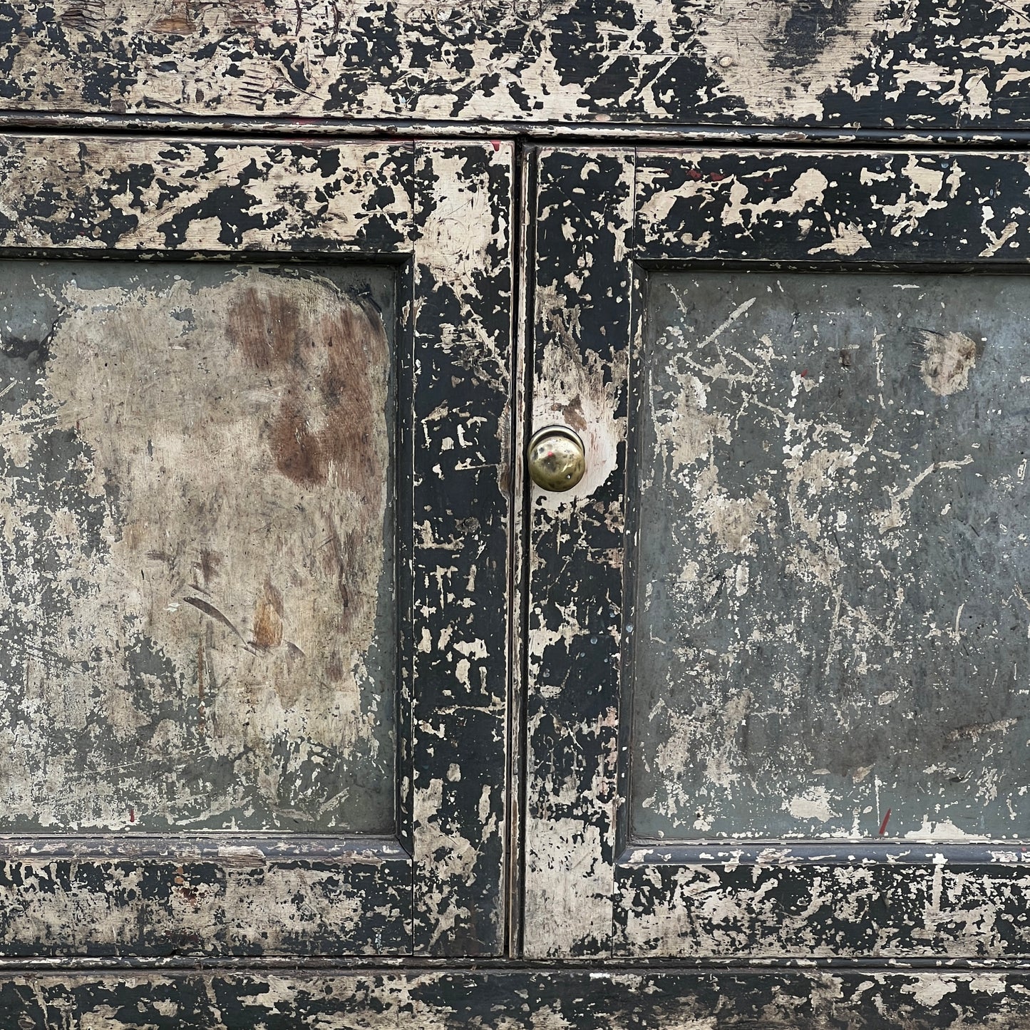 English Georgian Painted Pine Dresser Base from Grantley Hall, c.1760