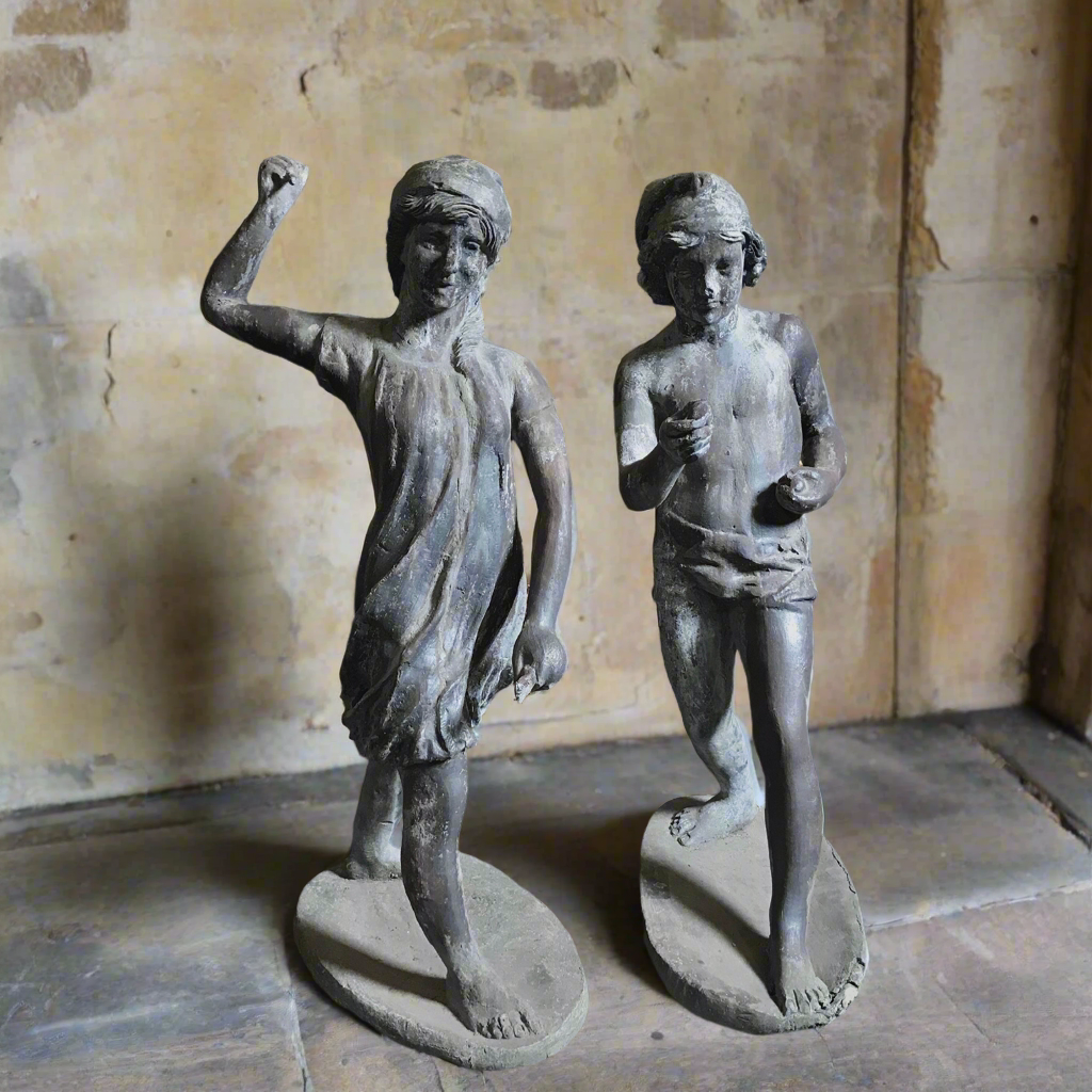 A Pair of French 19th Century Lead Liberty Statues