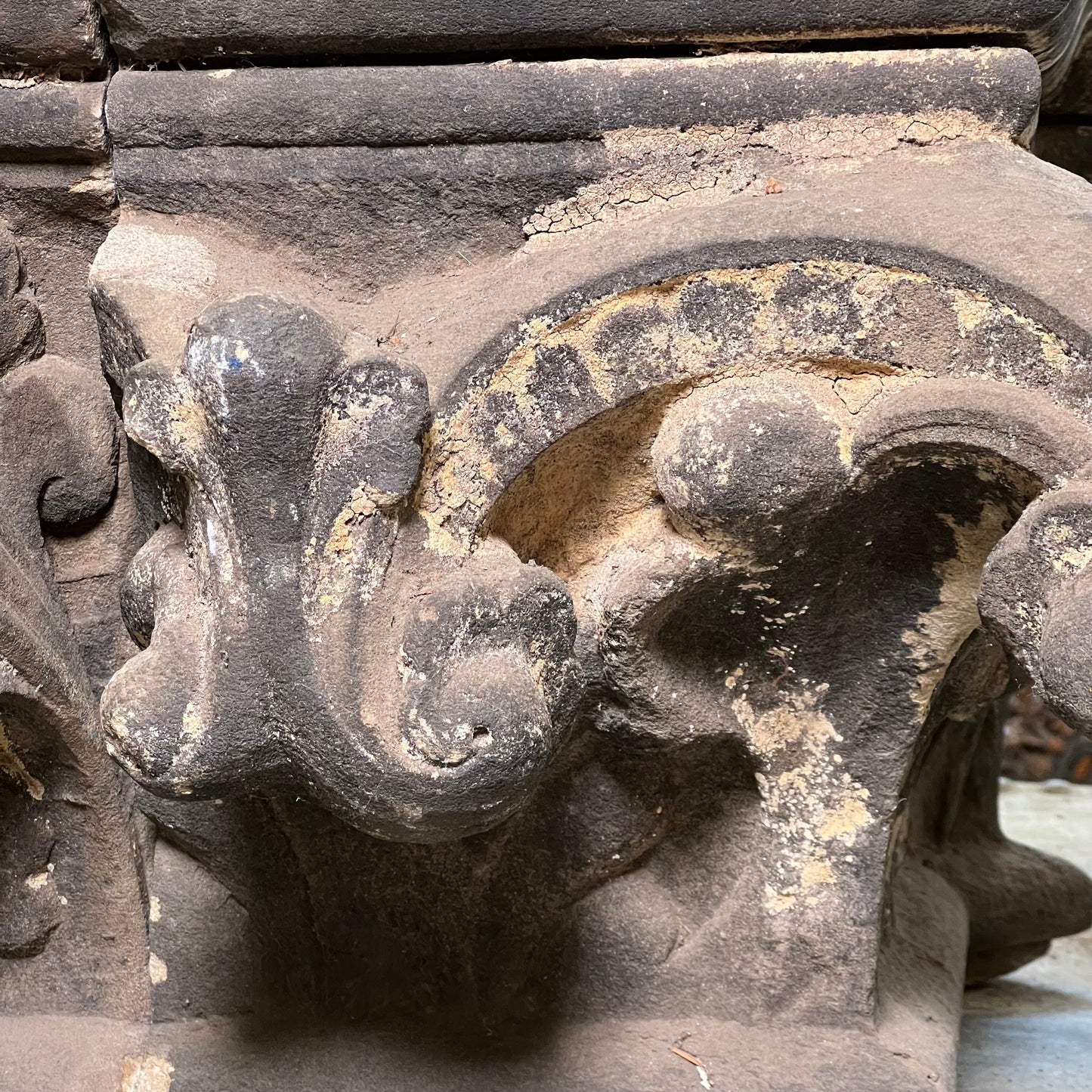 Monumental English Gothic Revival Sandstone Capital c.1850–1880