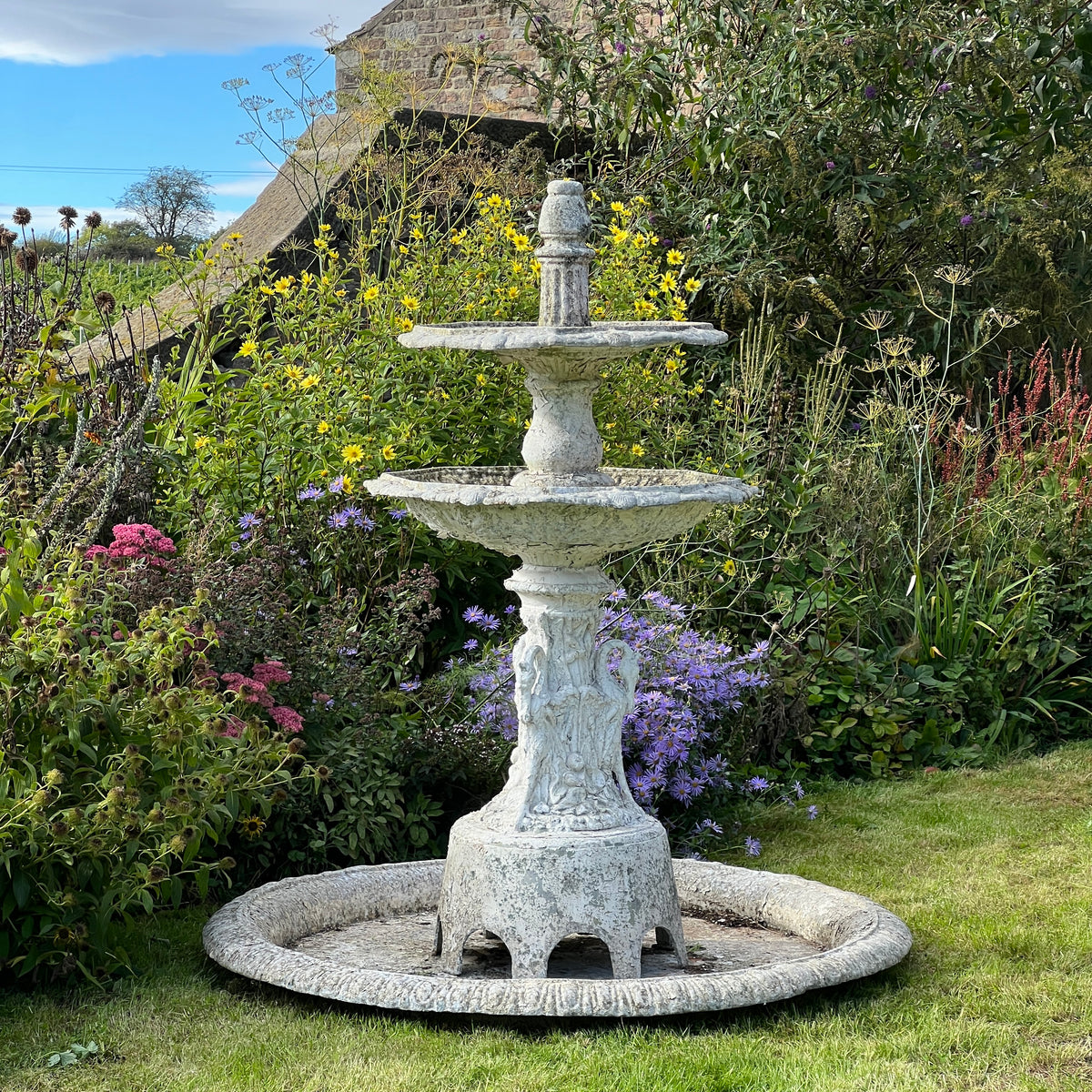 Late 19th Century American Zinc Garden Fountain, Attributed to J. W. Fiske, New York