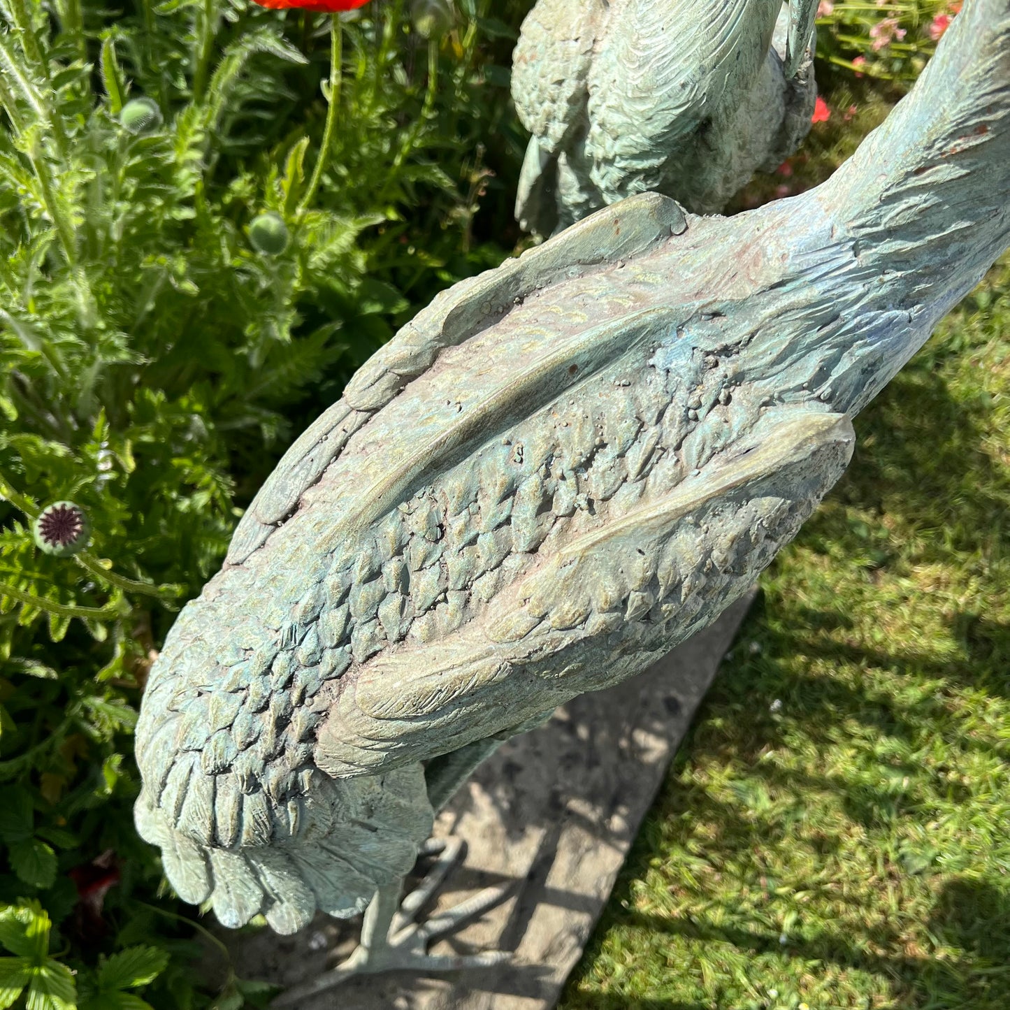 Pair of Meiji Style Bronze Garden Cranes with Fountain Spouts Mid 20th Century