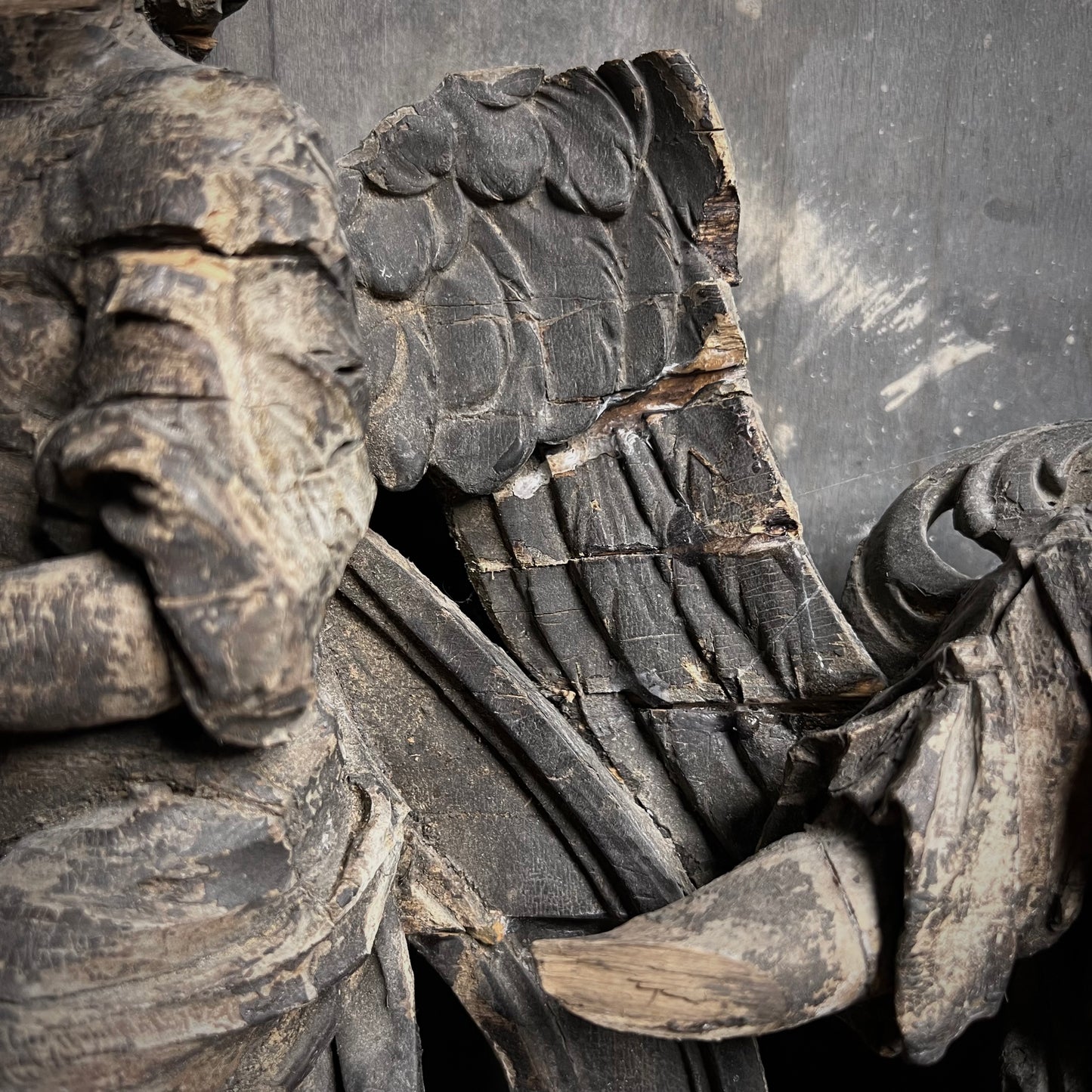Baroque Limewood Relief with Angel, Lamb and Allegorical Figures, c.1650–1720
