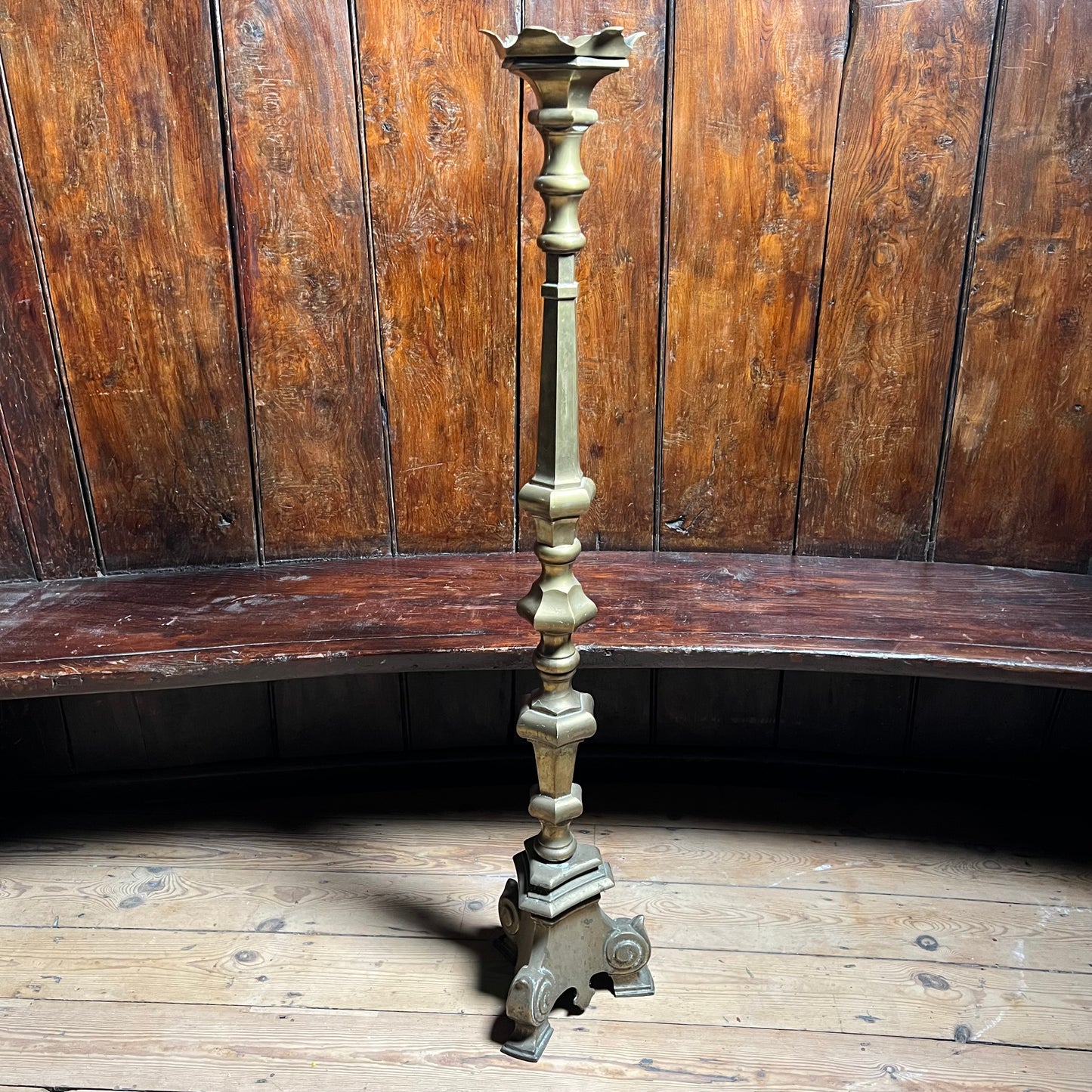 17th Century Italian Brass Ecclesiastical Floor Candlestick