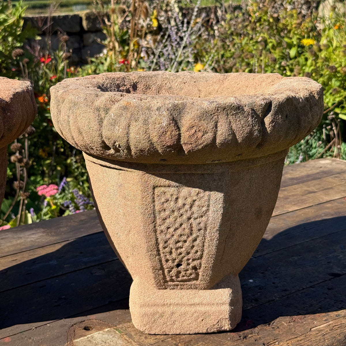 Pair of English Stuart Red Sandstone Urns, c.1680