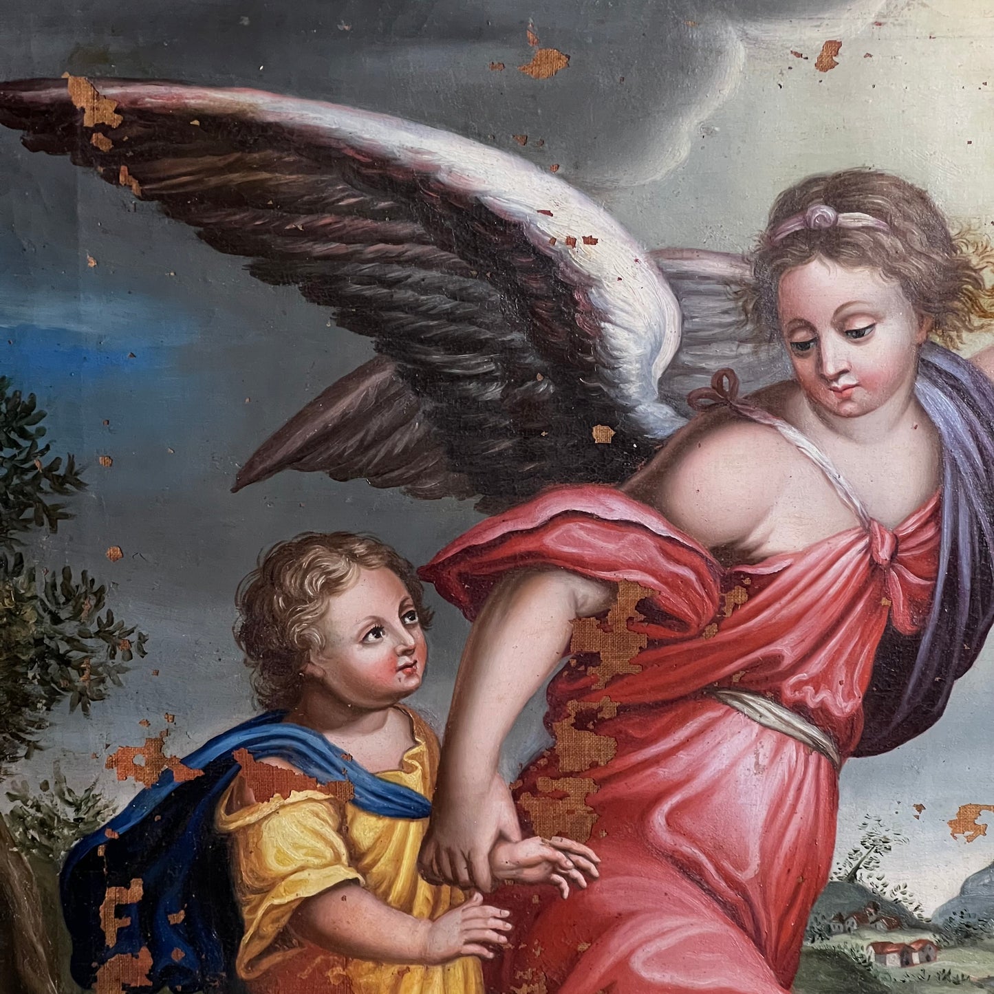 Guardian Angel Painting Late 18th/Early 19th Century