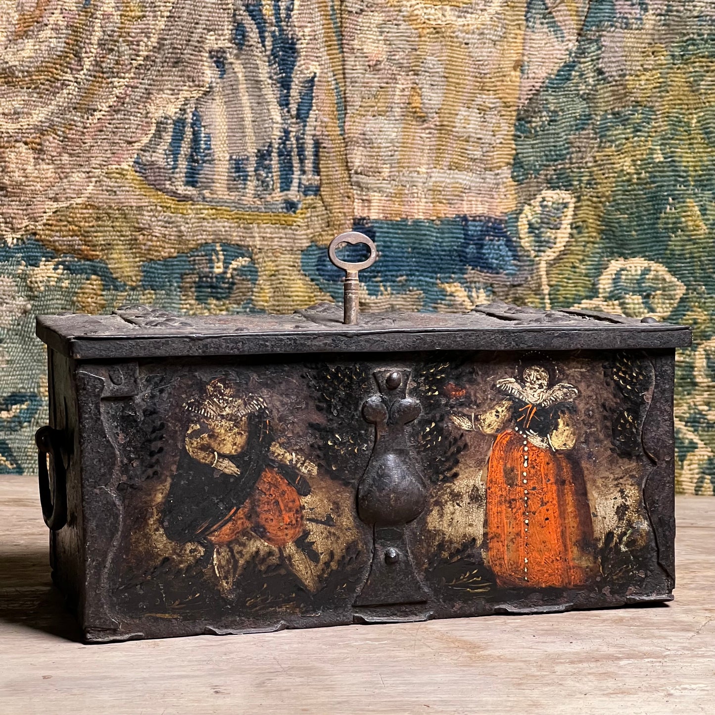 Renaissance Painted Iron Strong Box (Armoured Coffert) c.1580–1620, Nuremberg Southern Germany