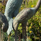 Set of Three Bronze Garden Cranes