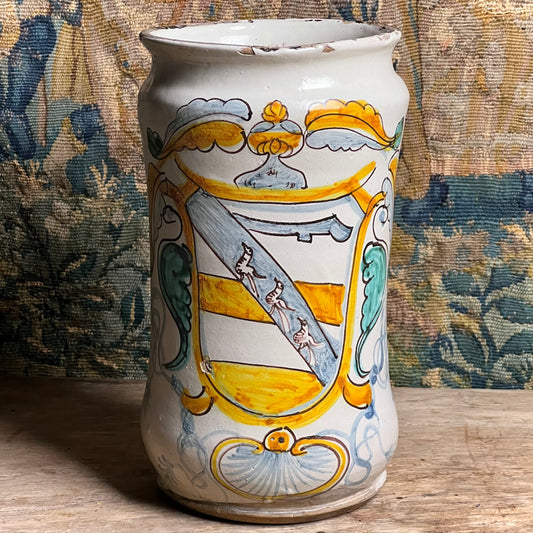 Large Italian Maiolica Albarello, Montelupo (Tuscany), late 17th / early 18th century c. 1690–1720