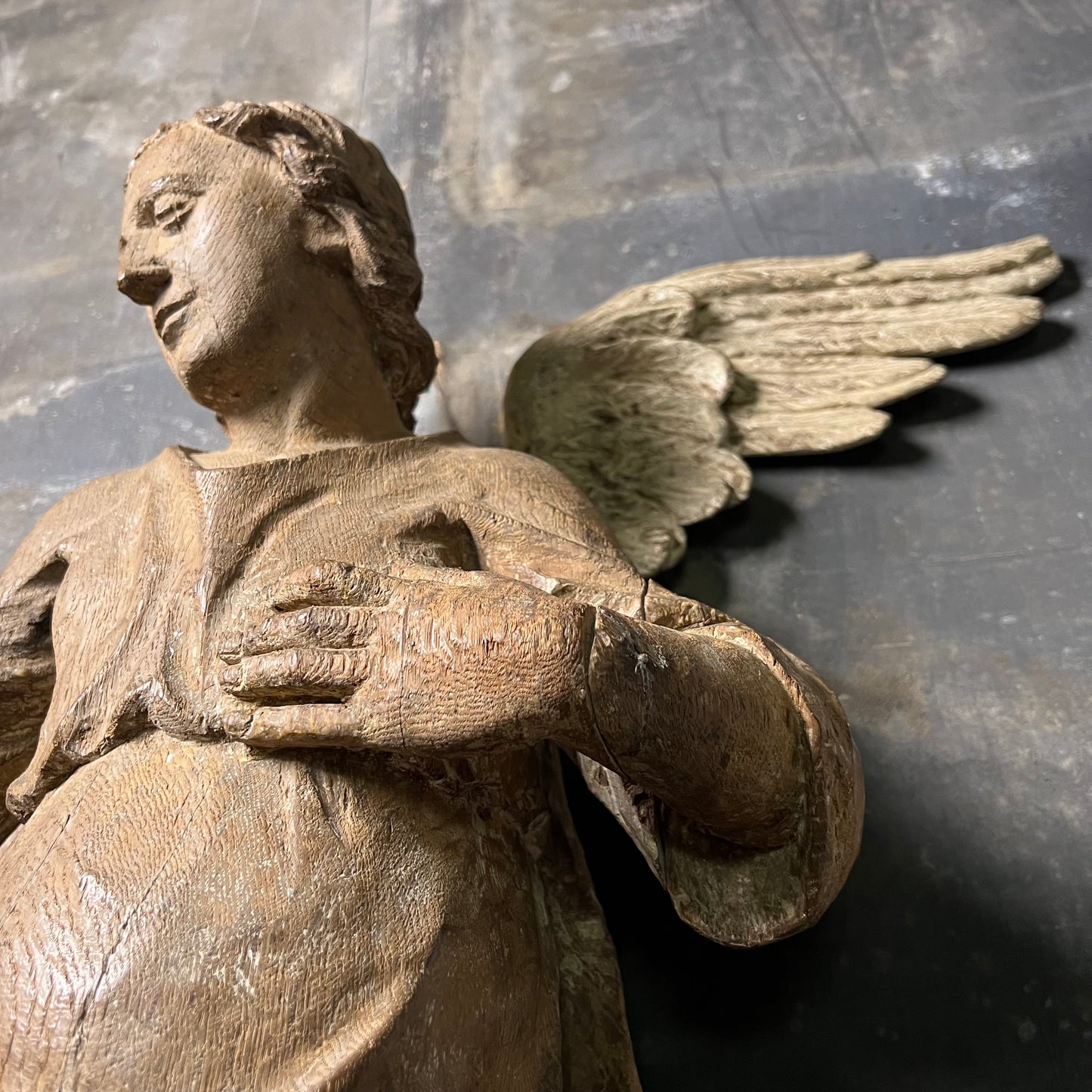 Large Baroque Carved Wooden Angel, c. 1680–1720
