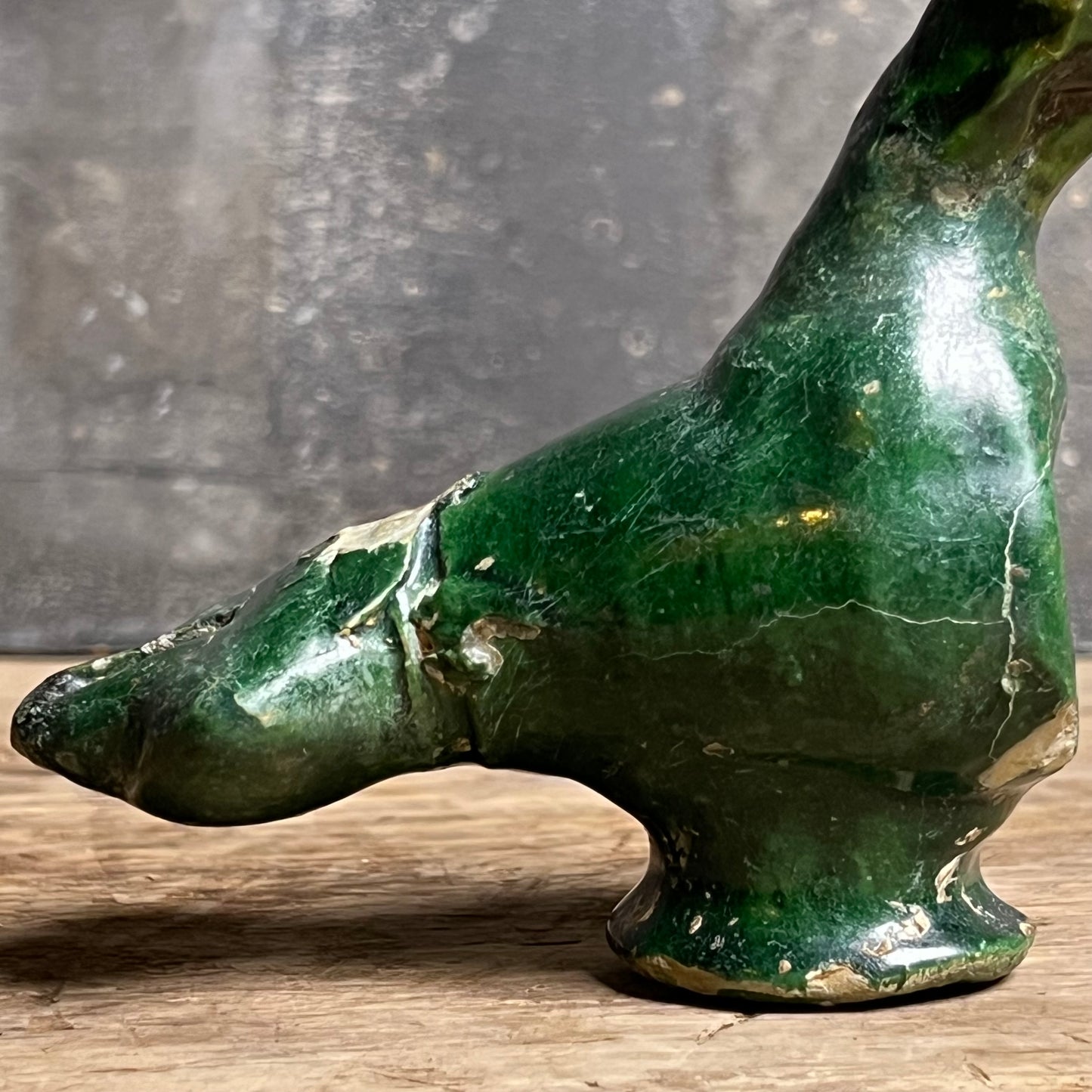 An Early Islamic Green-Glazed Pottery Oil Lamp in the Form of a Bird, Syria (Bilād al-Shām), 8th–9th century