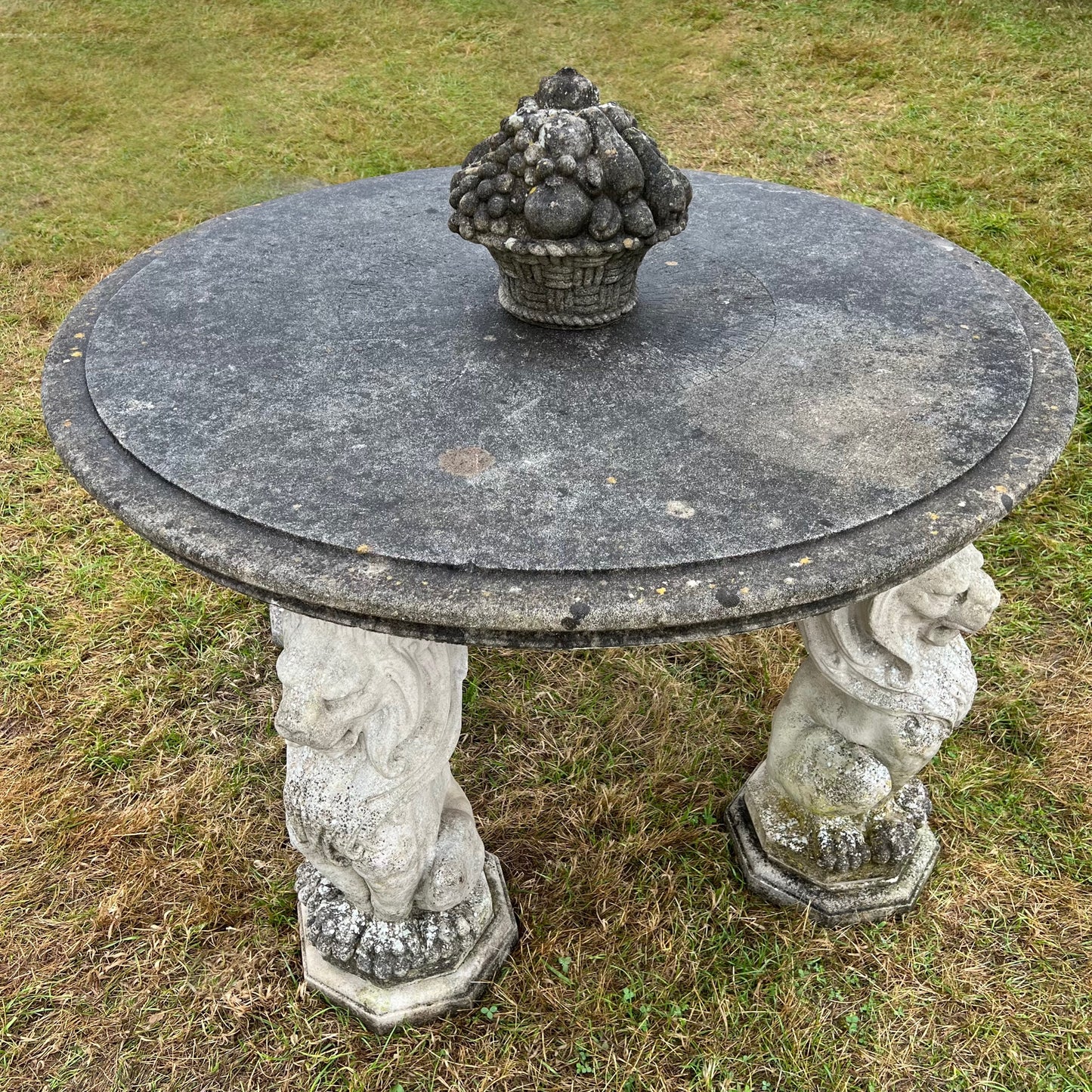 Composite Stone Table with Lion Supports