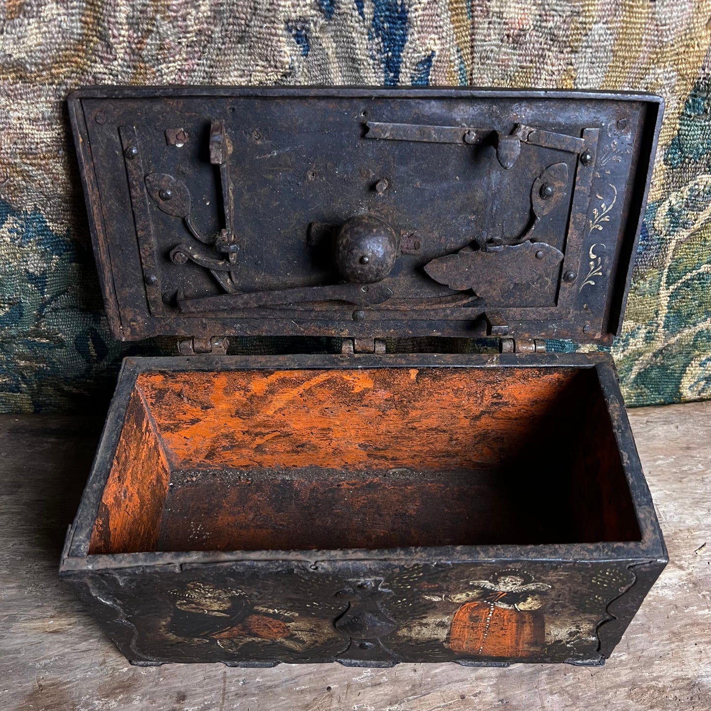 Renaissance Painted Iron Strong Box (Armoured Coffert) c.1580–1620, Nuremberg Southern Germany