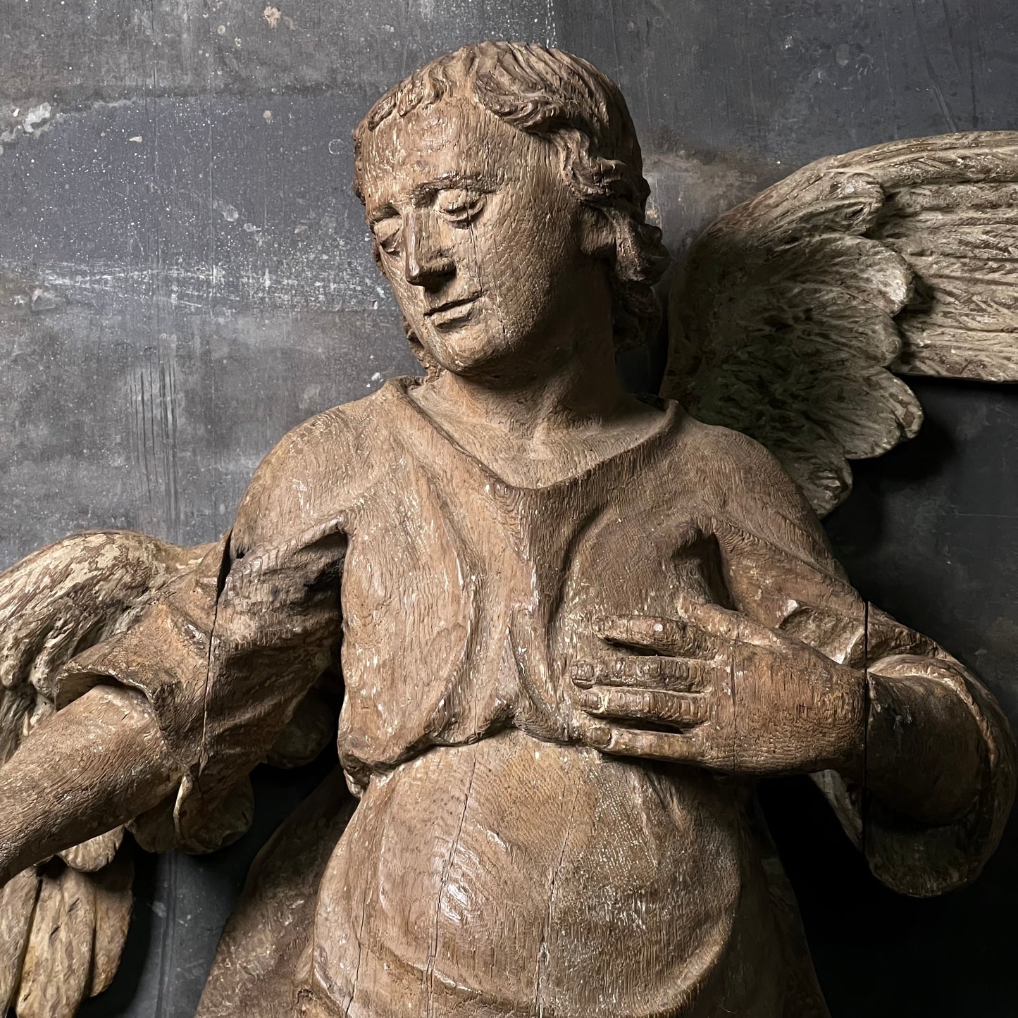 Large Baroque Carved Wooden Angel, c. 1680–1720