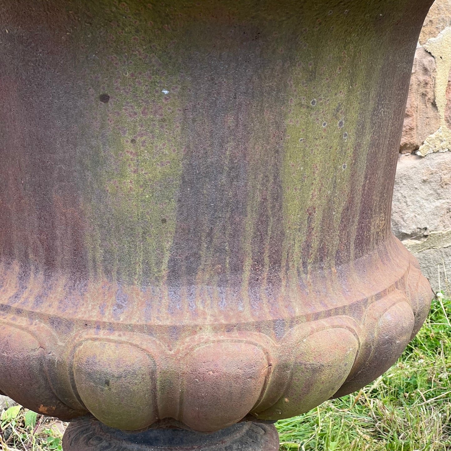 Monumental Pair of Cast Iron Campana Garden Urns, Late 20th Century