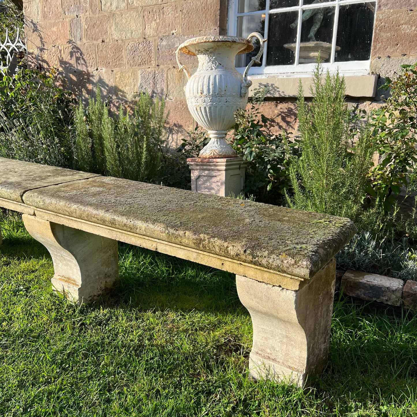 French Loire Valley Carved Stone Bench from Tudery Vineyard