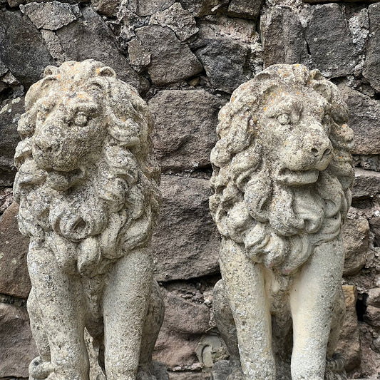 Stone Composite Lions Mid 20th Century