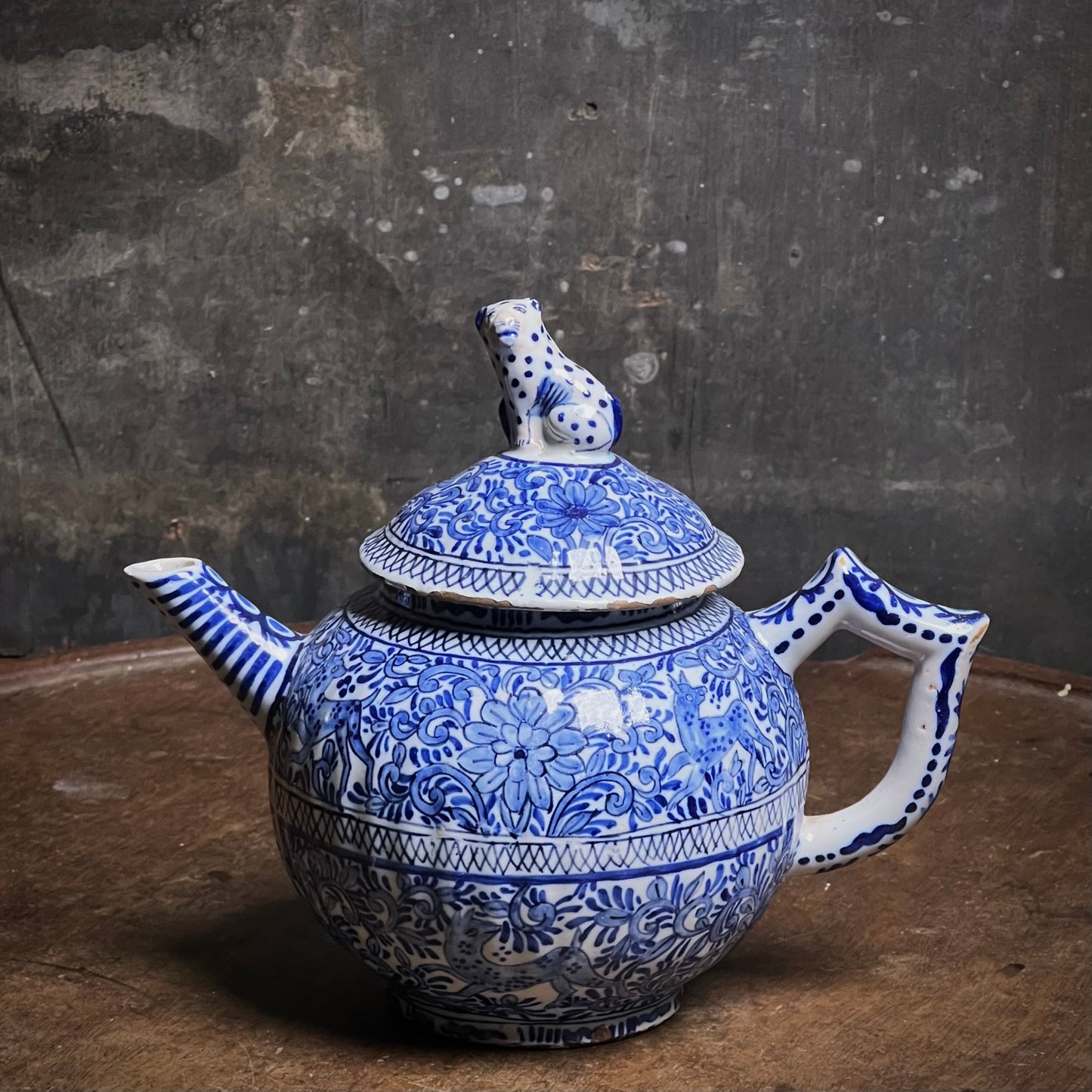 Early 18th-Century Delft Blue and White Teapot, Marked C B for Cornelis Brouwer, De Witte Ster, Delft, c.1725–1735