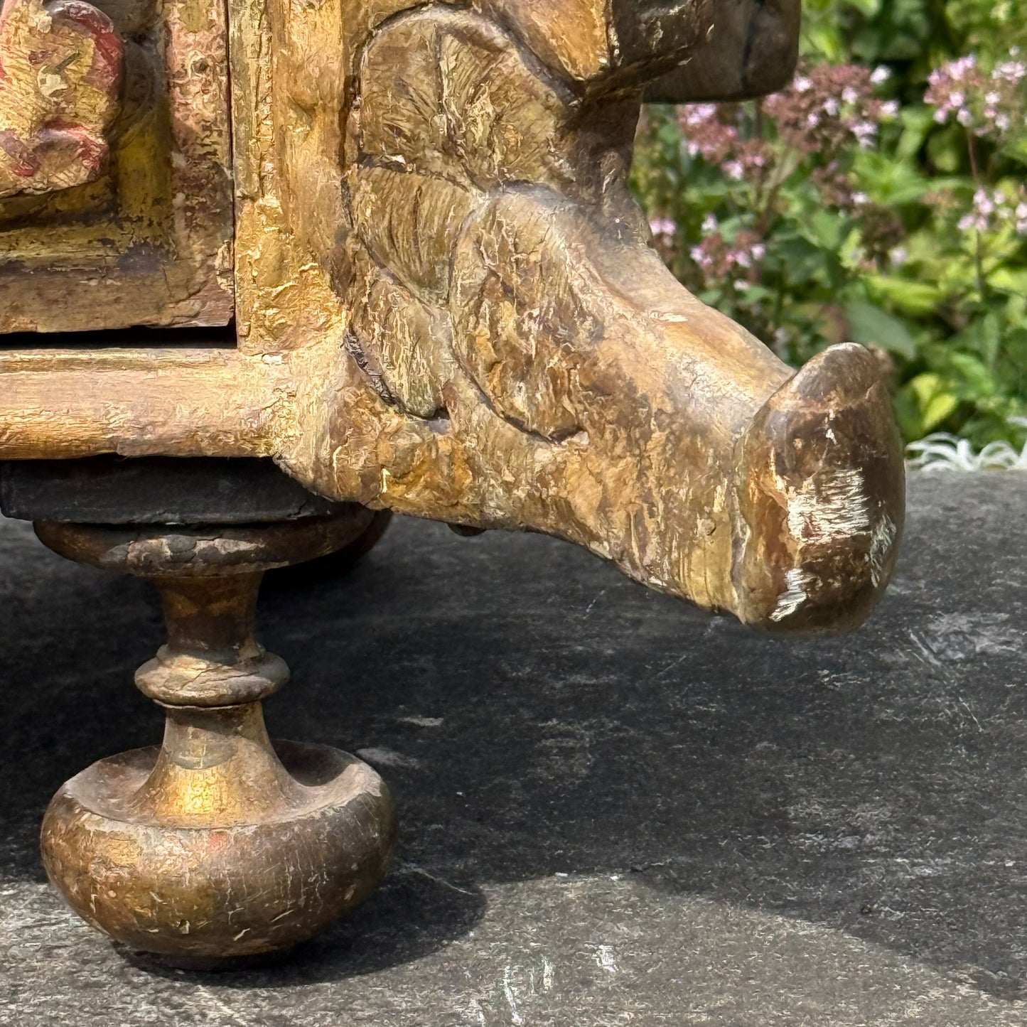 17th Century Italian Baroque Carved, Gilt & Polychrome Sarcophagus Form Reliquary Casket