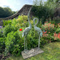 Pair of Meiji Style Bronze Garden Cranes with Fountain Spouts Mid 20th Century
