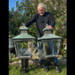 Monumental Pair of English Late Victorian Copper Corner Lanterns, c.1890