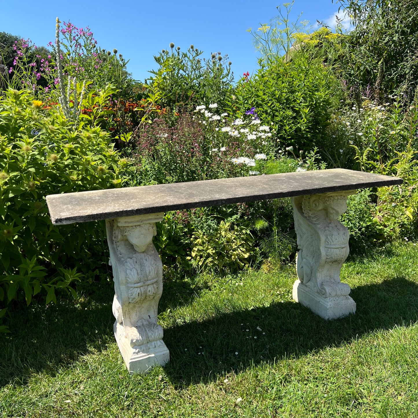 Carrara Marble Console Table with Renaissance-Style Griffin Supports