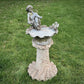 Lead Scallop Shell, Cherub & Bird Birdbath Early 20th Century with Grotto Pedestal