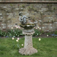 Lead Scallop Shell, Cherub & Bird Birdbath Early 20th Century with Grotto Pedestal