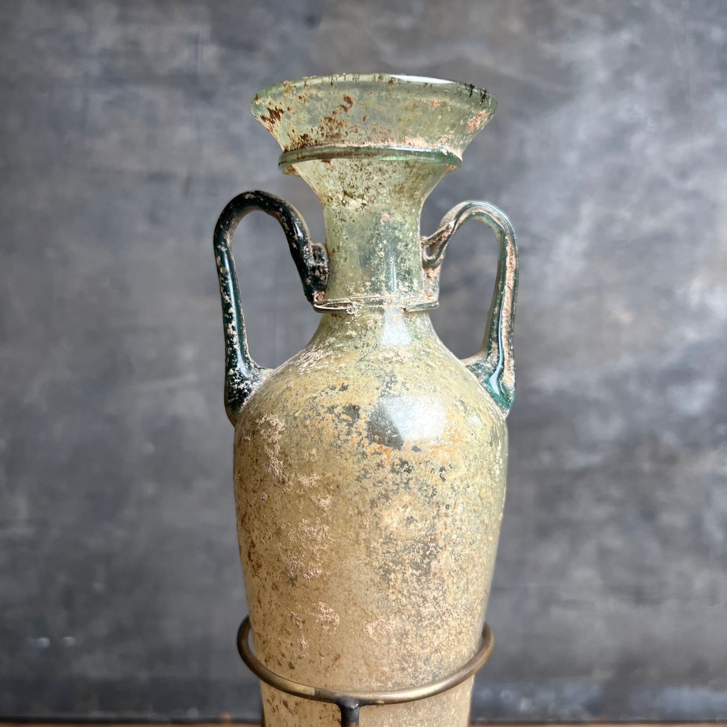 Pale Blue Green Glass Roman Amphora Bottle Circa 4th–5th century A.D.