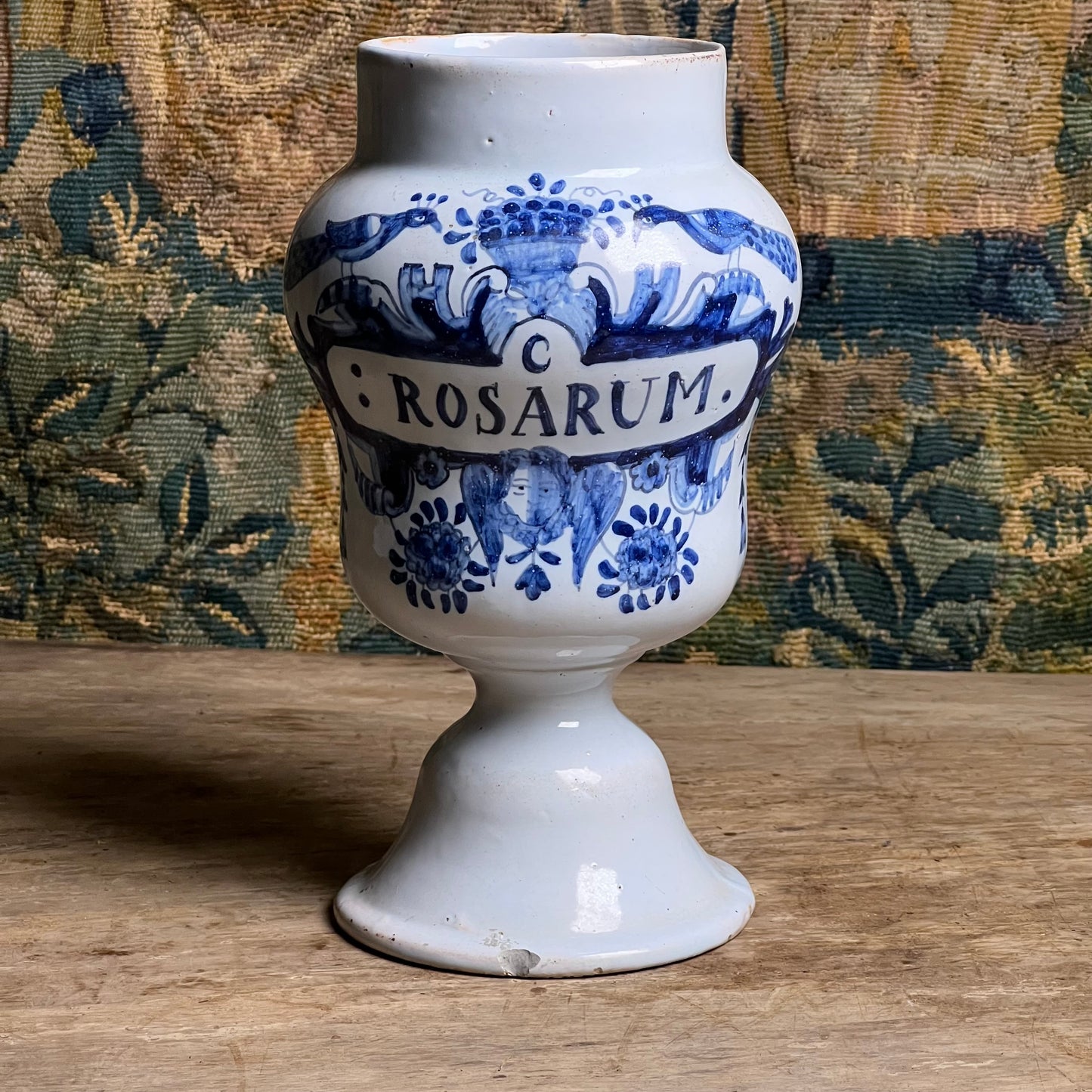 Dutch Delft Apothecary Jar Inscribed “C. Rosarum”, Late 17th/Early 18th Century