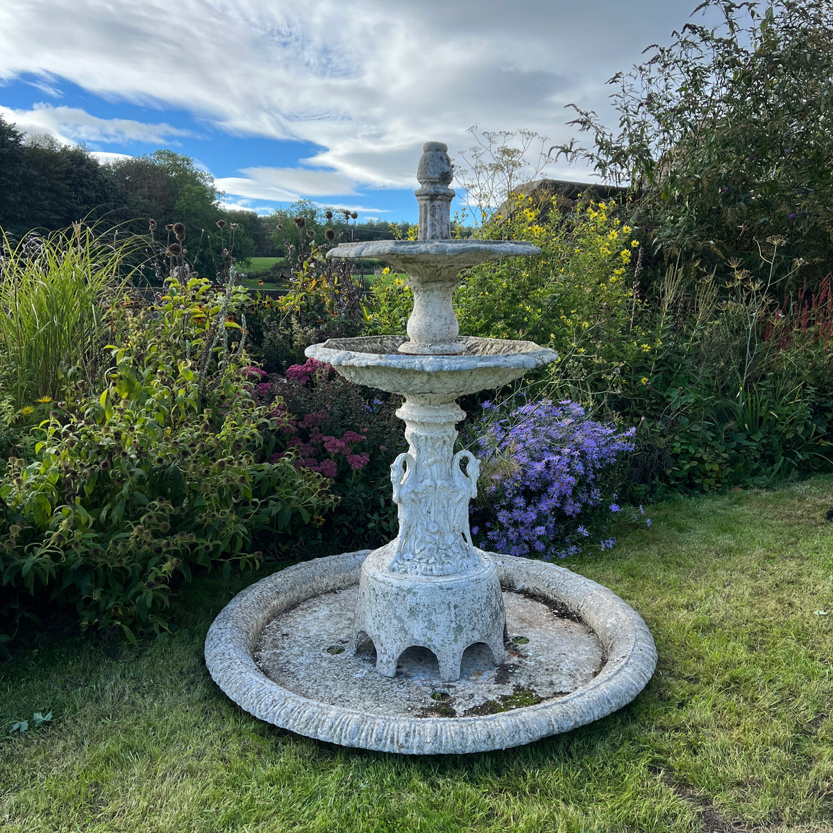 Late 19th Century American Zinc Garden Fountain, Attributed to J. W. Fiske, New York