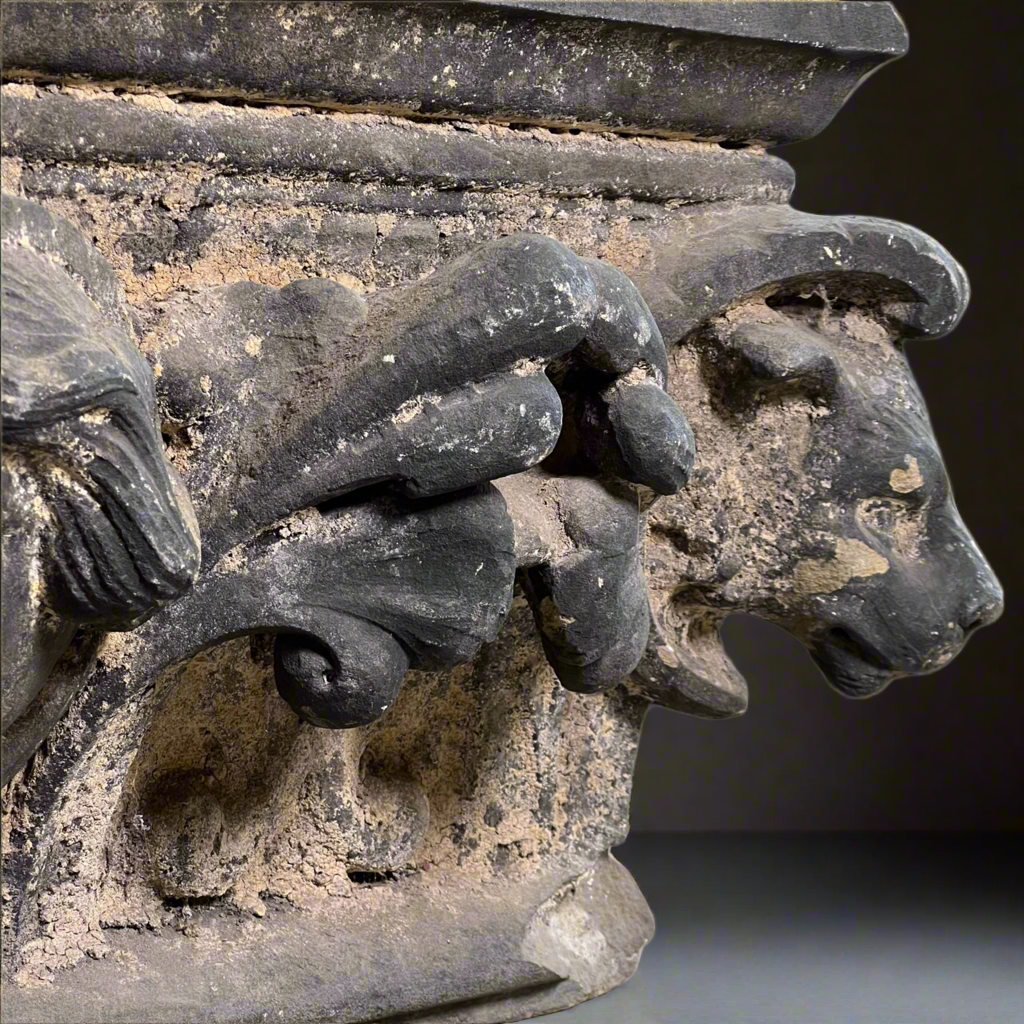 Monumental English Gothic Revival Sandstone Capital c.1850–1880