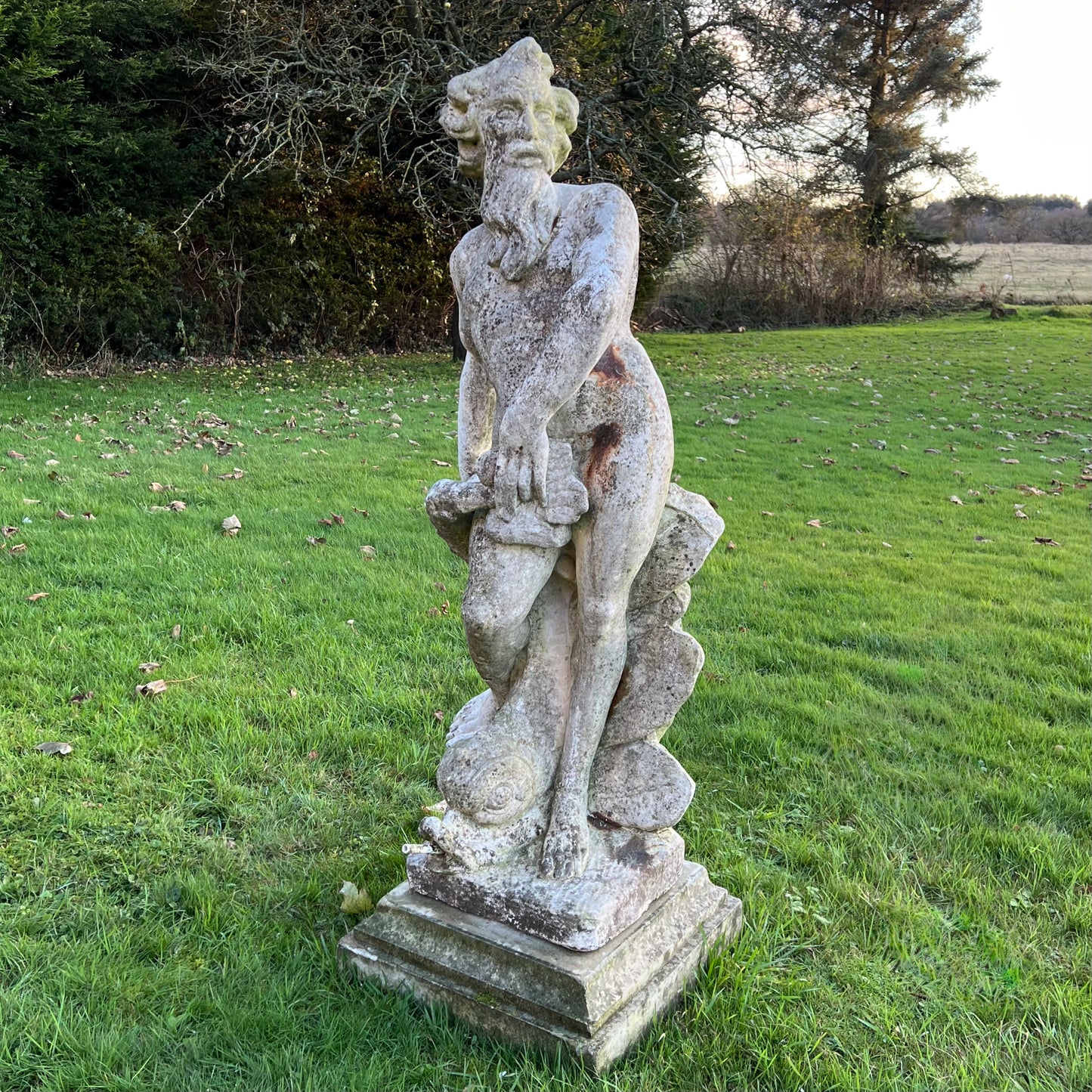 Neptune Statue and Fountain with Plinth Mid 20th Century