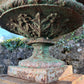 Pair of French Cast Iron Tazza Urns on Sandstone Plinths c.1880
