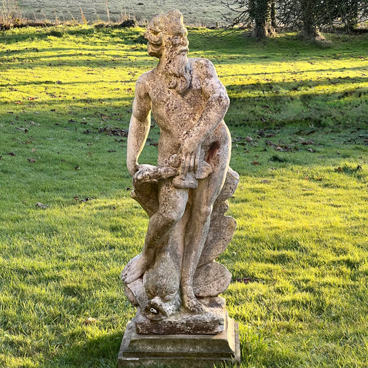 Neptune Statue and Fountain with Plinth Mid 20th Century