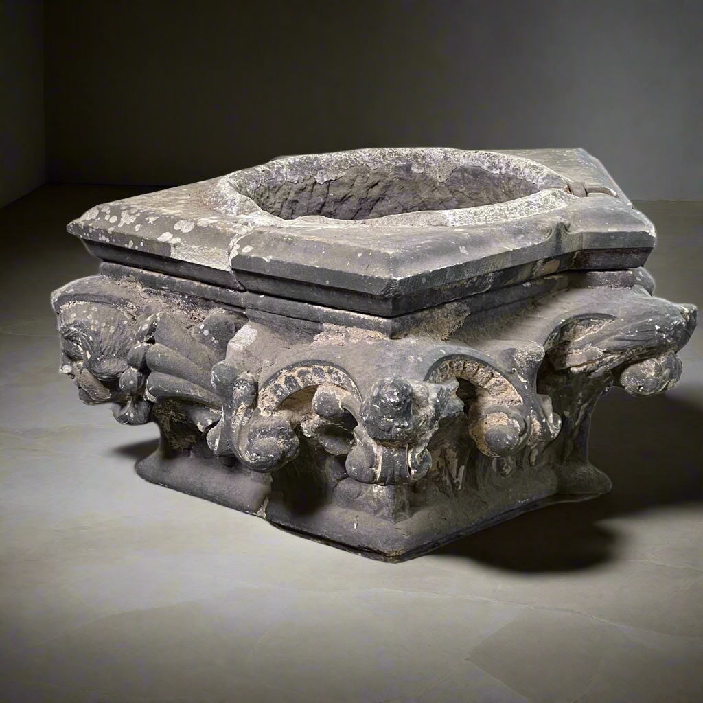 Monumental English Gothic Revival Sandstone Capital c.1850–1880