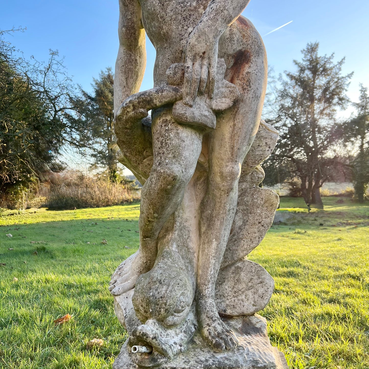 Neptune Statue and Fountain with Plinth Mid 20th Century