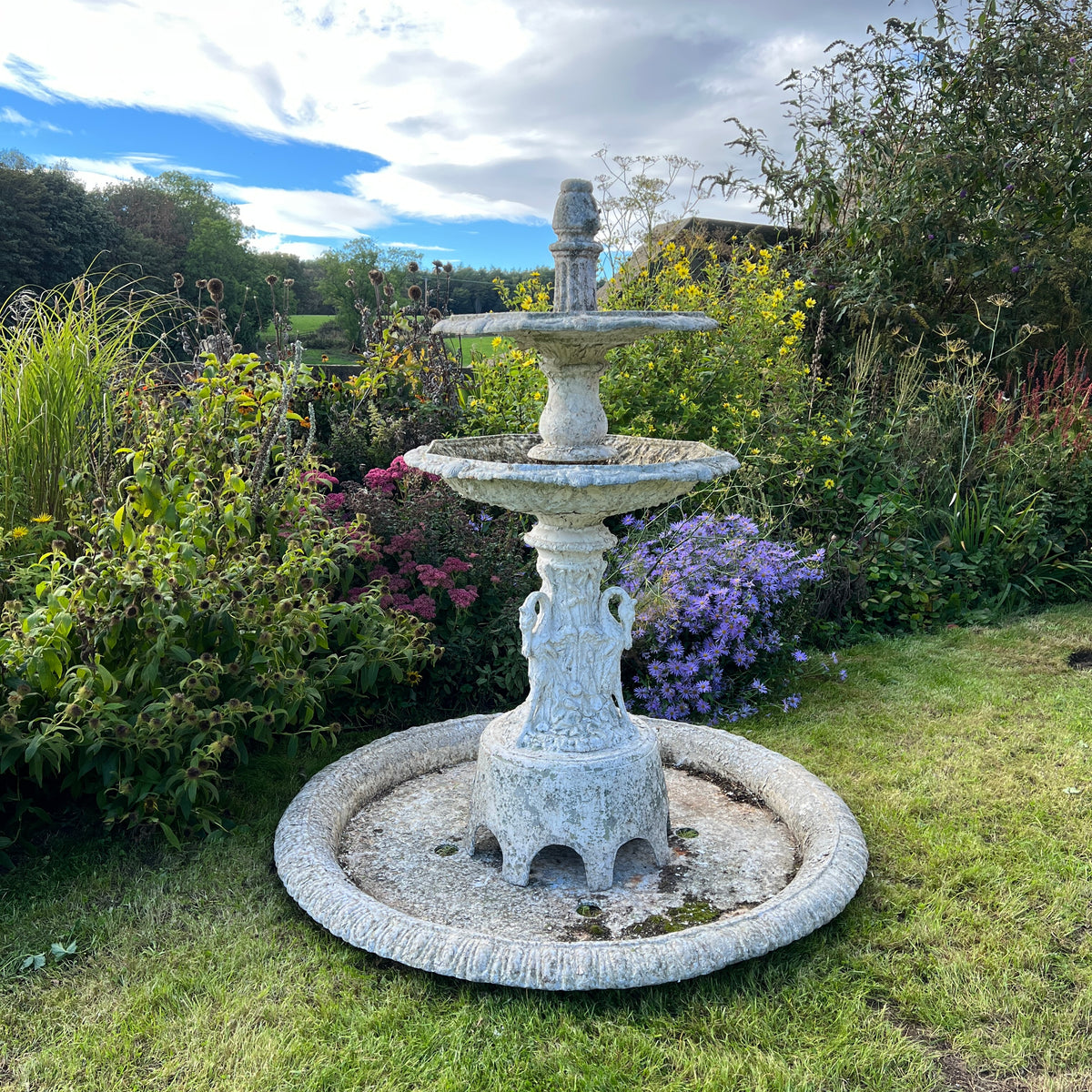Late 19th Century American Zinc Garden Fountain, Attributed to J. W. Fiske, New York