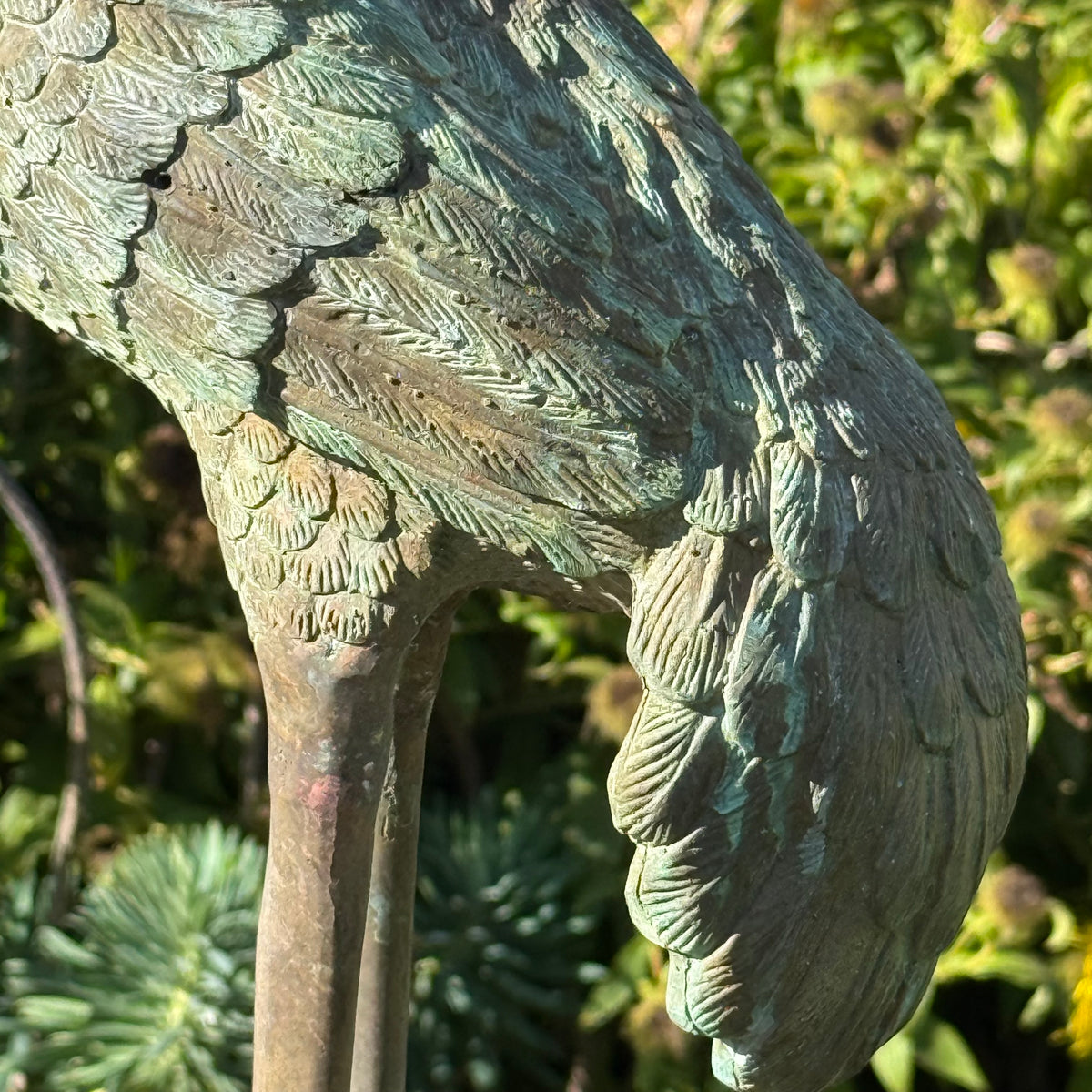 Set of Three Bronze Garden Cranes
